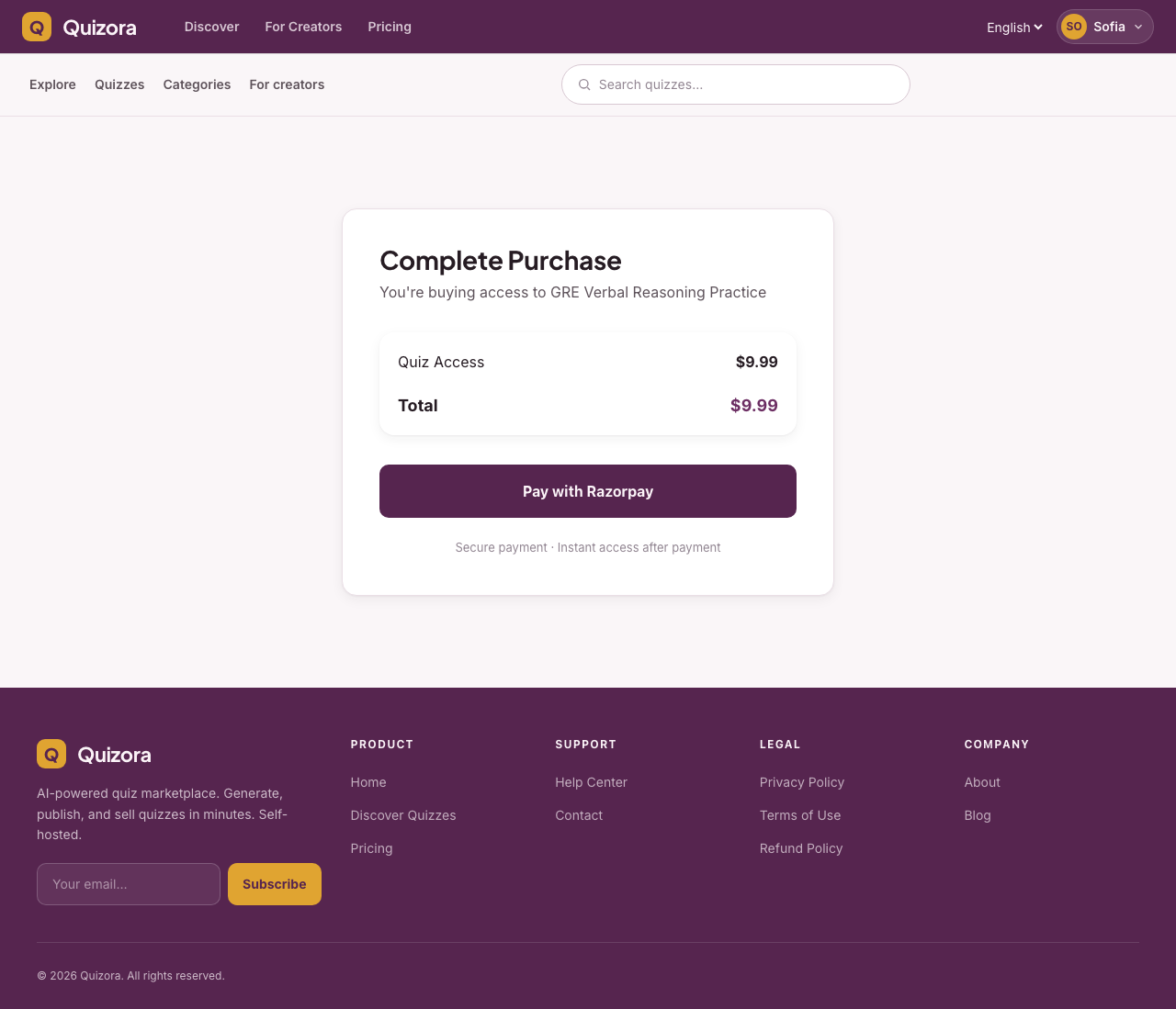 Checkout Page