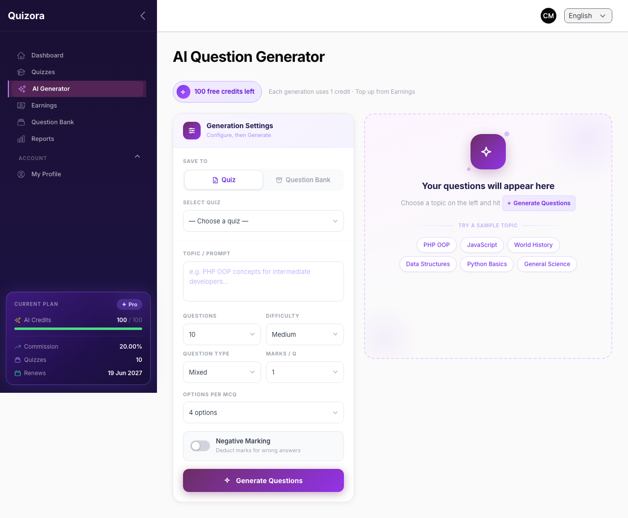 AI Quiz Generator