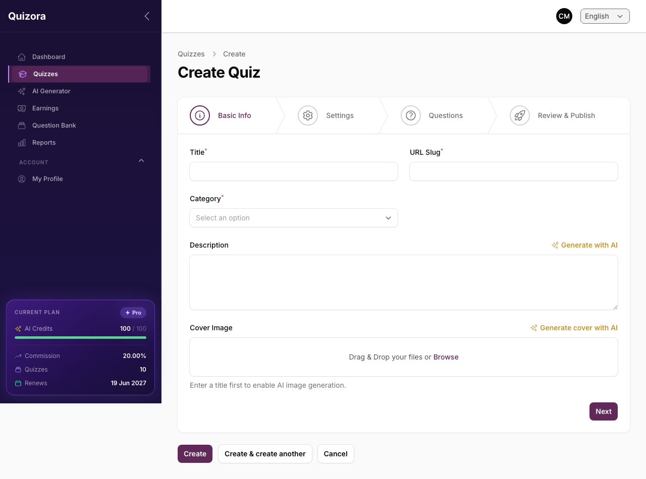 Quiz Creation — Basic Info