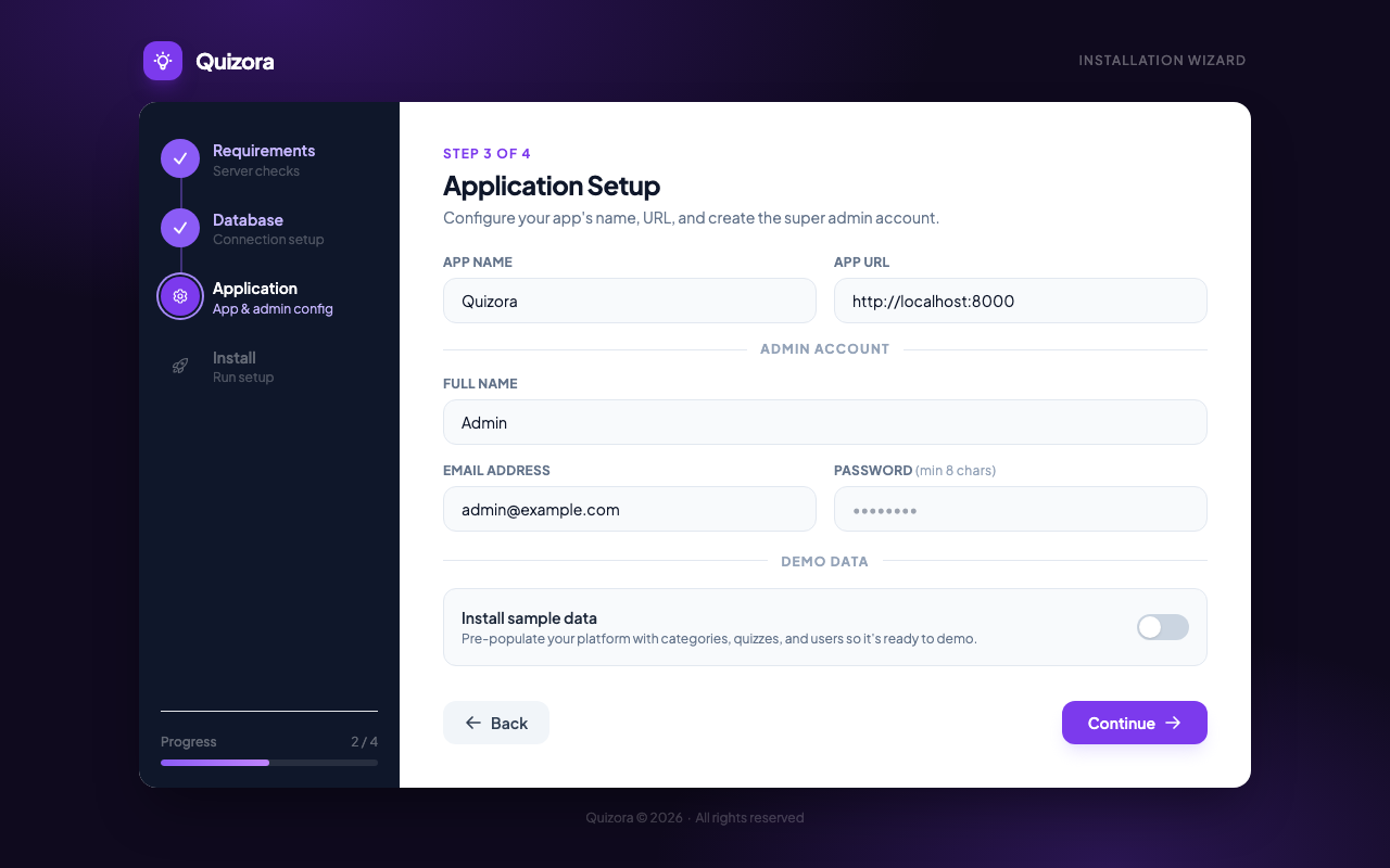 Application Setup
